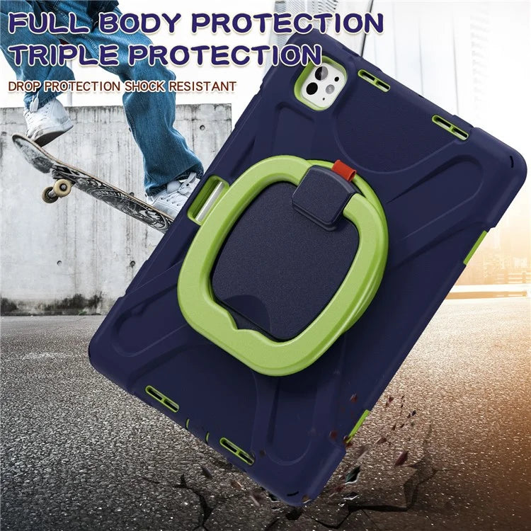 For iPad Pro 11 (2024) Shockproof Case Rotating Kickstand TPU+PC+Silicone Tablet Cover