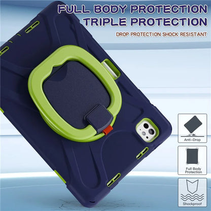 For iPad Pro 11 (2024) Shockproof Case Rotating Kickstand TPU+PC+Silicone Tablet Cover