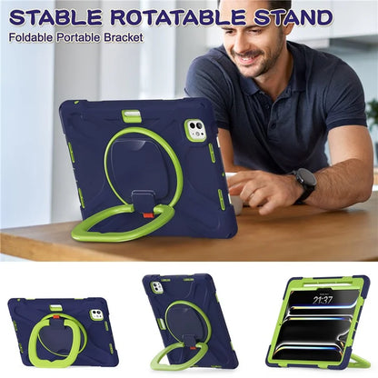 For iPad Pro 11 (2024) Shockproof Case Rotating Kickstand TPU+PC+Silicone Tablet Cover