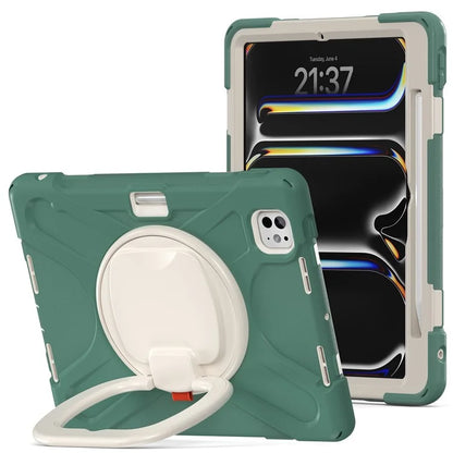 For iPad Pro 11 (2024) Shockproof Case Rotating Kickstand TPU+PC+Silicone Tablet Cover