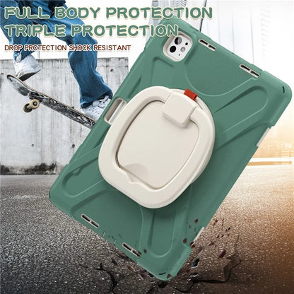 For iPad Pro 11 (2024) Shockproof Case Rotating Kickstand TPU+PC+Silicone Tablet Cover
