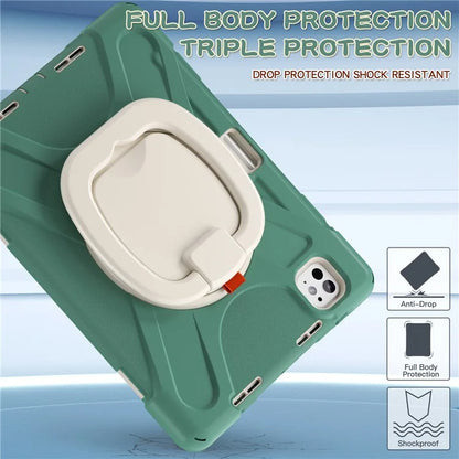 For iPad Pro 11 (2024) Shockproof Case Rotating Kickstand TPU+PC+Silicone Tablet Cover