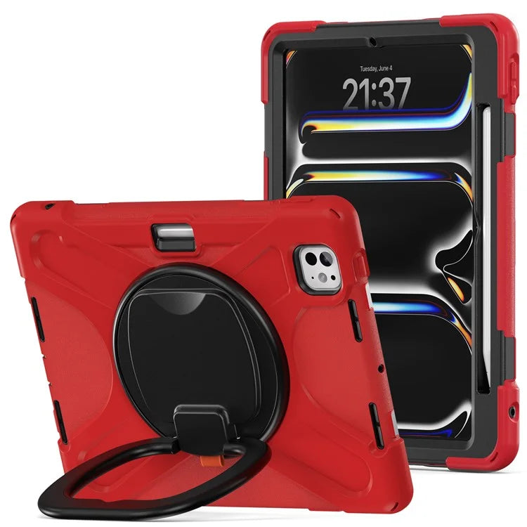 For iPad Pro 11 (2024) Shockproof Case Rotating Kickstand TPU+PC+Silicone Tablet Cover