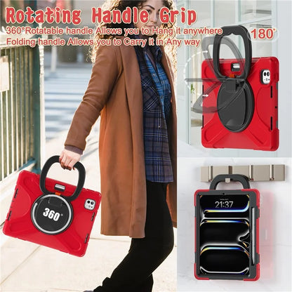 For iPad Pro 11 (2024) Shockproof Case Rotating Kickstand TPU+PC+Silicone Tablet Cover