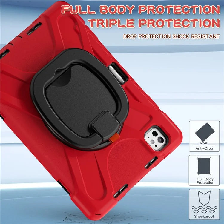 For iPad Pro 11 (2024) Shockproof Case Rotating Kickstand TPU+PC+Silicone Tablet Cover