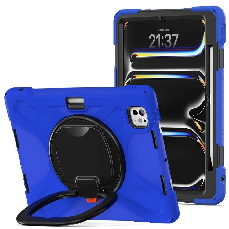 For iPad Pro 11 (2024) Shockproof Case Rotating Kickstand TPU+PC+Silicone Tablet Cover