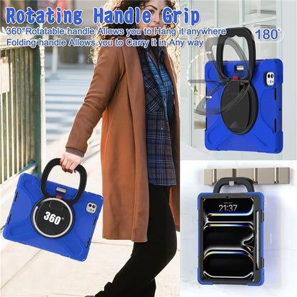 For iPad Pro 11 (2024) Shockproof Case Rotating Kickstand TPU+PC+Silicone Tablet Cover