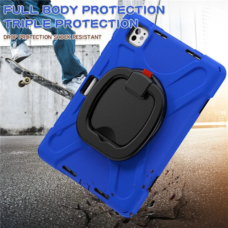 For iPad Pro 11 (2024) Shockproof Case Rotating Kickstand TPU+PC+Silicone Tablet Cover