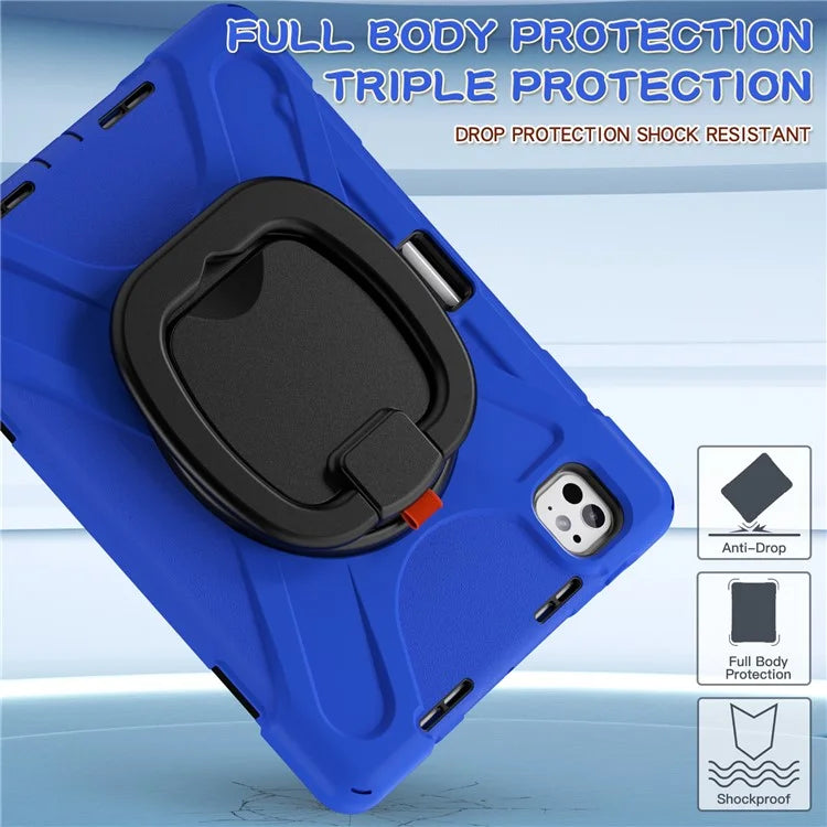 For iPad Pro 11 (2024) Shockproof Case Rotating Kickstand TPU+PC+Silicone Tablet Cover