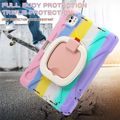 For iPad Pro 11 (2024) Shockproof Case Rotating Kickstand TPU+PC+Silicone Tablet Cover