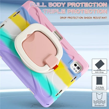 For iPad Pro 11 (2024) Shockproof Case Rotating Kickstand TPU+PC+Silicone Tablet Cover
