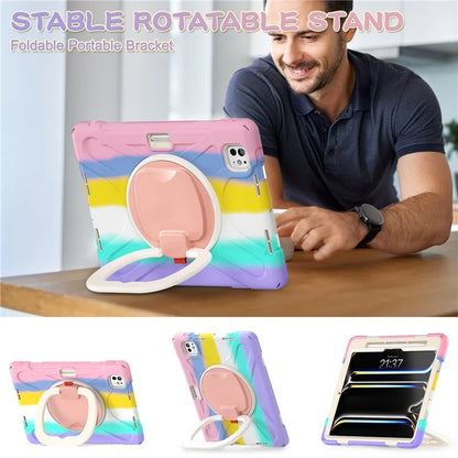 For iPad Pro 11 (2024) Shockproof Case Rotating Kickstand TPU+PC+Silicone Tablet Cover