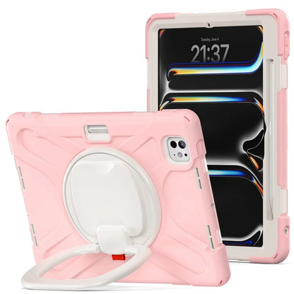 For iPad Pro 11 (2024) Shockproof Case Rotating Kickstand TPU+PC+Silicone Tablet Cover