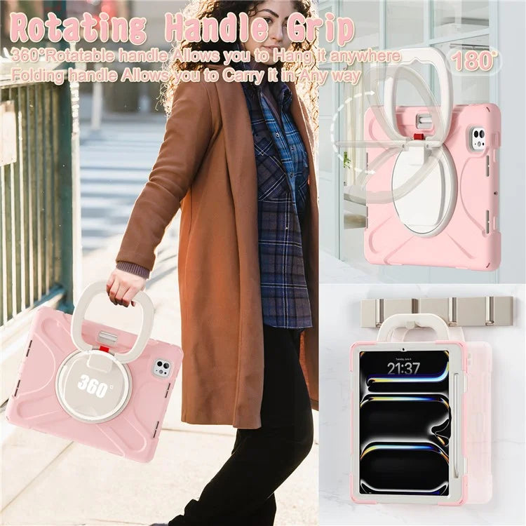 For iPad Pro 11 (2024) Shockproof Case Rotating Kickstand TPU+PC+Silicone Tablet Cover
