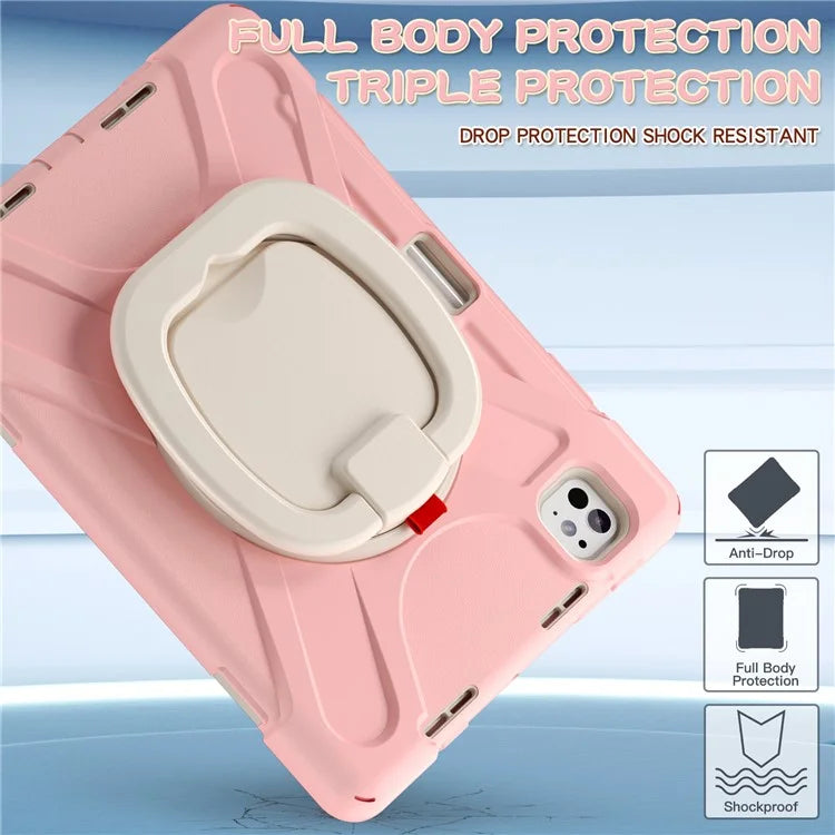 For iPad Pro 11 (2024) Shockproof Case Rotating Kickstand TPU+PC+Silicone Tablet Cover