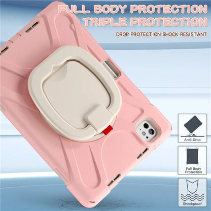 For iPad Pro 11 (2024) Shockproof Case Rotating Kickstand TPU+PC+Silicone Tablet Cover
