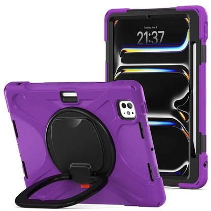 For iPad Pro 11 (2024) Shockproof Case Rotating Kickstand TPU+PC+Silicone Tablet Cover