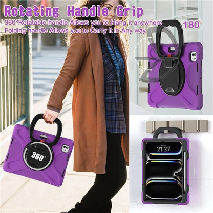 For iPad Pro 11 (2024) Shockproof Case Rotating Kickstand TPU+PC+Silicone Tablet Cover