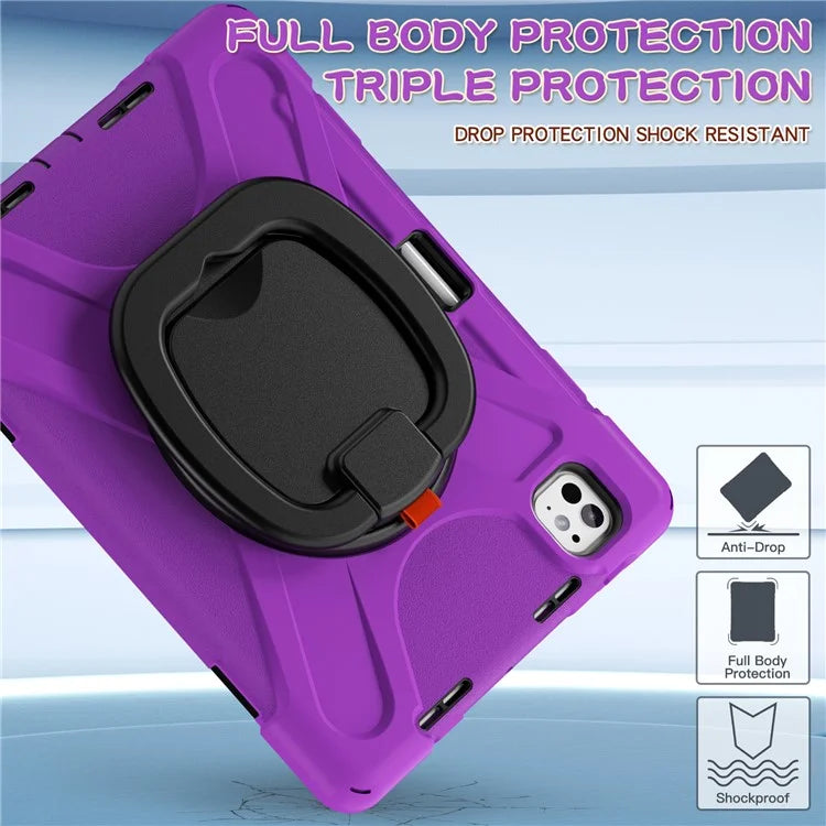 For iPad Pro 11 (2024) Shockproof Case Rotating Kickstand TPU+PC+Silicone Tablet Cover
