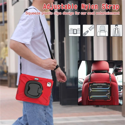 For iPad Pro 11 (2024) Case Kickstand TPU+PC+Silicone Tablet Cover with Shoulder Strap