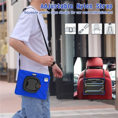 For iPad Pro 11 (2024) Case Kickstand TPU+PC+Silicone Tablet Cover with Shoulder Strap