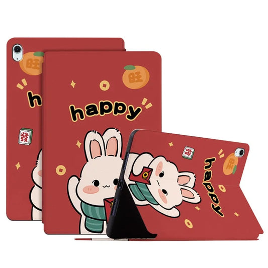 For iPad Air 11 (2024) / iPad Air (2022) / (2020) Case Joyous Pattern Print Leather Tablet Cover