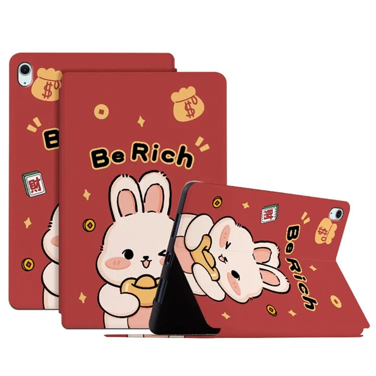 For iPad Air 11 (2024) / iPad Air (2022) / (2020) Case Joyous Pattern Print Leather Tablet Cover