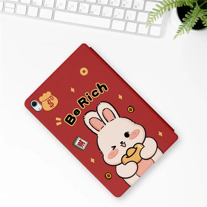 For iPad Air 11 (2024) / iPad Air (2022) / (2020) Case Joyous Pattern Print Leather Tablet Cover