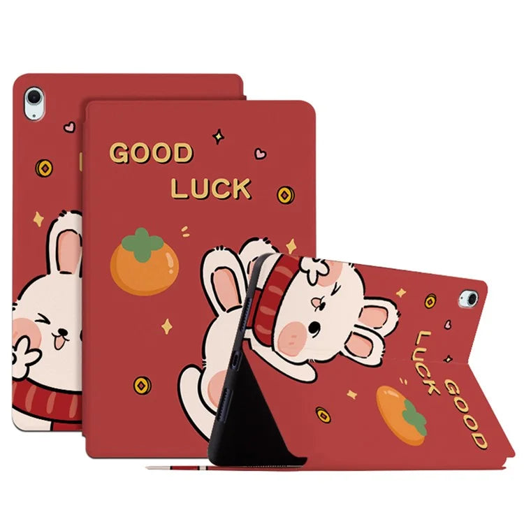 For iPad Air 11 (2024) / iPad Air (2022) / (2020) Case Joyous Pattern Print Leather Tablet Cover