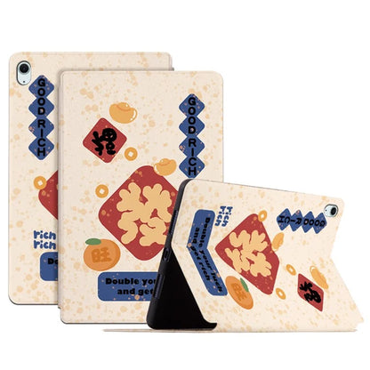 For iPad Air 11 (2024) / iPad Air (2022) / (2020) Case Joyous Pattern Print Leather Tablet Cover