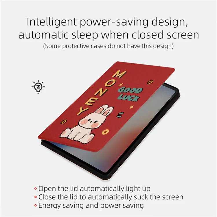 For iPad Air 11 (2024) / iPad Air (2022) / (2020) Case Joyous Pattern Print Leather Tablet Cover Luck