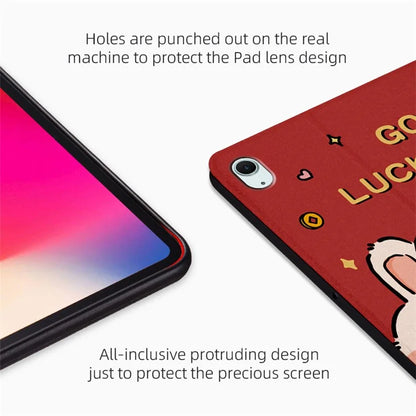 For iPad Air 11 (2024) / iPad Air (2022) / (2020) Case Joyous Pattern Print Leather Tablet Cover Luck