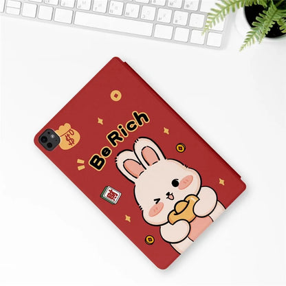 For iPad Pro 11 (2024) Case Joyous Pattern PU Leather Tablet Cover Auto Wake / Sleep