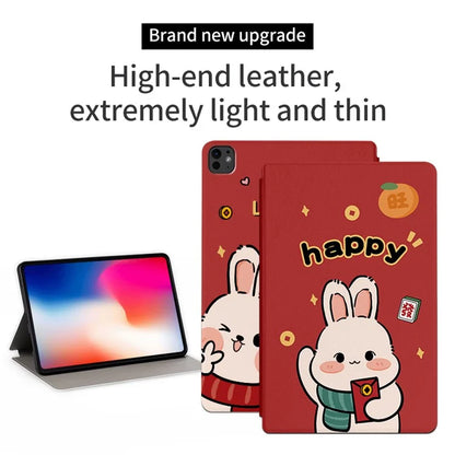 For iPad Pro 11 (2024) Case Joyous Pattern PU Leather Tablet Cover Auto Wake / Sleep Luck