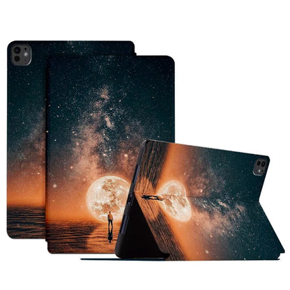 For iPad Pro 11 (2024) Case Starry Sky Pattern PU Leather Stand Tablet Cover