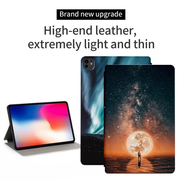 For iPad Pro 11 (2024) Case Starry Sky Pattern PU Leather Stand Tablet Cover