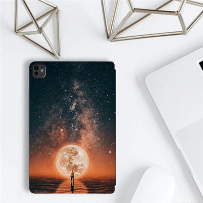 For iPad Pro 11 (2024) Case Starry Sky Pattern PU Leather Stand Tablet Cover