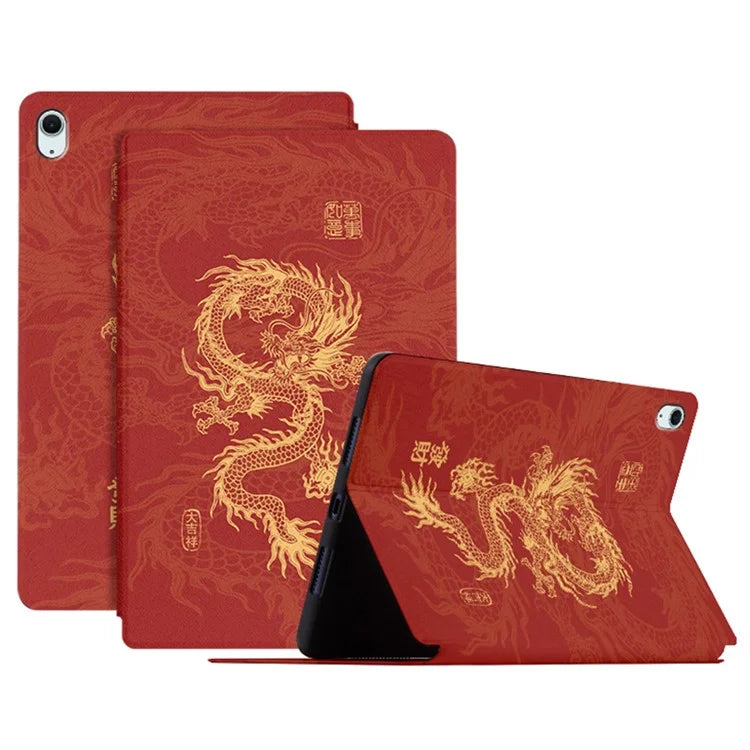 For iPad Air 11 (2024) / iPad Air (2022) / (2020) Case Loong Pattern Print Tablet Leather Cover