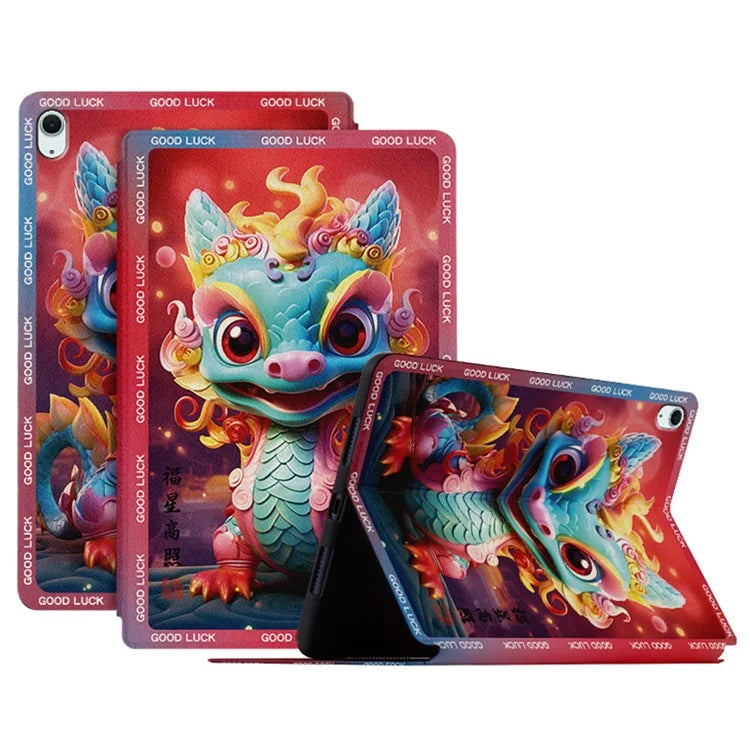 For iPad Air 11 (2024) / iPad Air (2022) / (2020) Case Loong Pattern Print Tablet Leather Cover