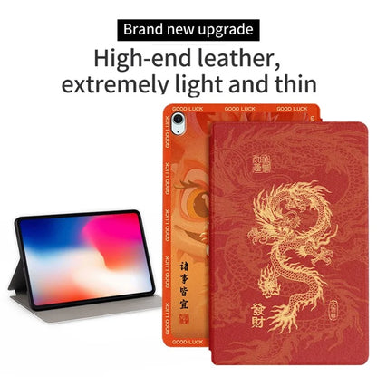 For iPad Air 11 (2024) / iPad Air (2022) / (2020) Case Loong Pattern Print Tablet Leather Cover