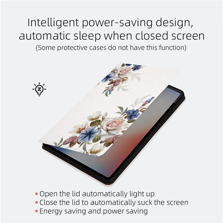 For iPad Pro 11 (2024) Case Flower Pattern Flip Stand Leather Smart Tablet Cover
