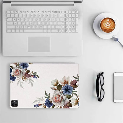 For iPad Pro 11 (2024) Case Flower Pattern Flip Stand Leather Smart Tablet Cover