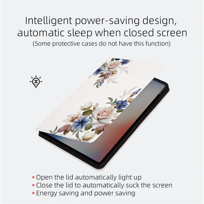 For iPad Pro 11 (2024) Case Flower Pattern Flip Stand Leather Smart Tablet Cover