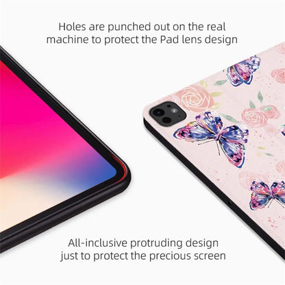 For iPad Pro 11 (2024) Case Butterfly Pattern PU Leather Smart Folio Tablet Cover