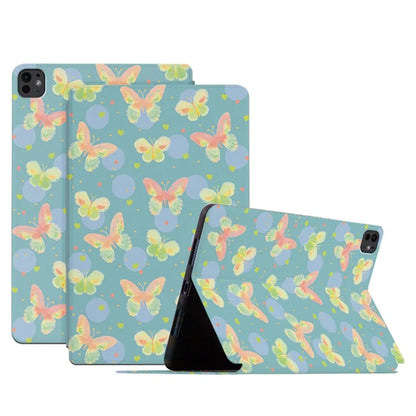 For iPad Pro 11 (2024) Case Butterfly Pattern PU Leather Smart Folio Tablet Cover