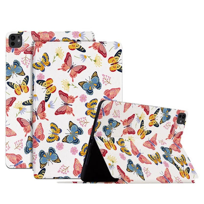 For iPad Pro 11 (2024) Case Butterfly Pattern PU Leather Smart Folio Tablet Cover