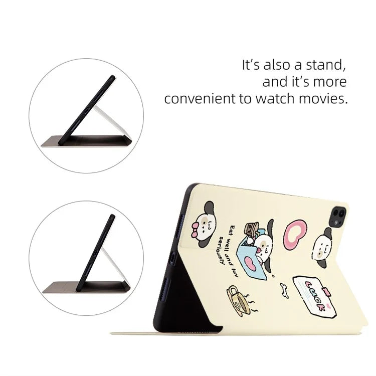 For iPad Pro 11 (2024) Case Cute Cartoon Pattern Print PU Leather Tablet Cover