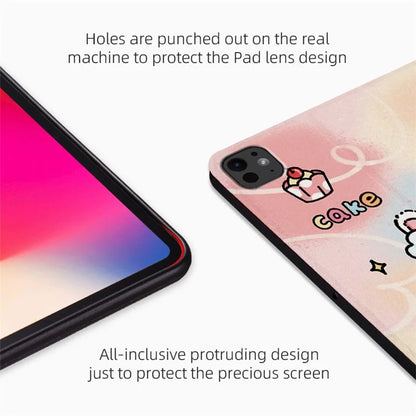 For iPad Pro 11 (2024) Case Cute Cartoon Pattern Print PU Leather Tablet Cover