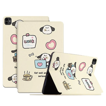 For iPad Pro 11 (2024) Case Cute Cartoon Pattern Print PU Leather Tablet Cover
