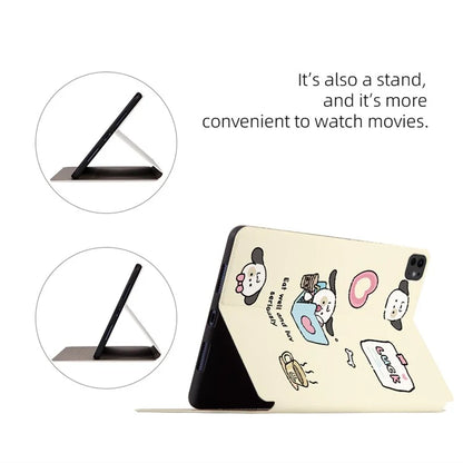 For iPad Pro 11 (2024) Case Cute Cartoon Pattern Print PU Leather Tablet Cover